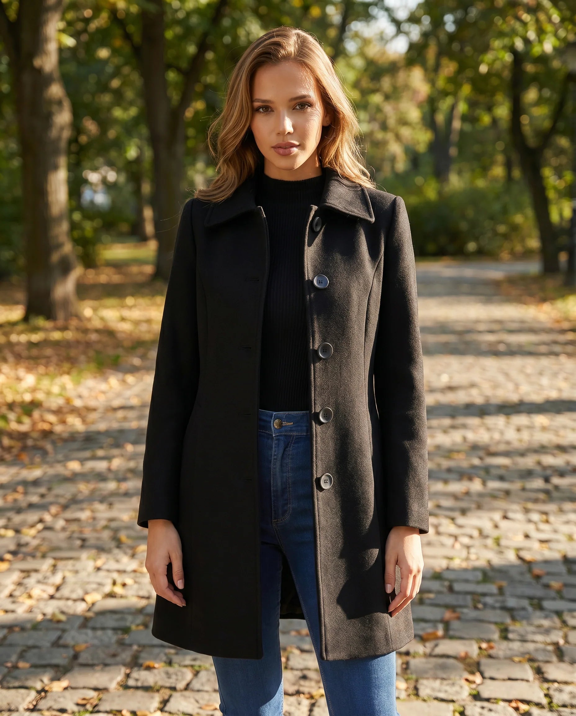 Phyllis | Women's Single-Breasted Front Button Trench Coat