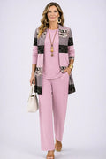Pia | Women's Block Stripe Round Neck Straight Leg Three Piece Set