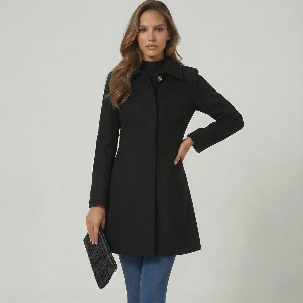 Portia | Women’s Collared Single Breasted Mid Length Coat