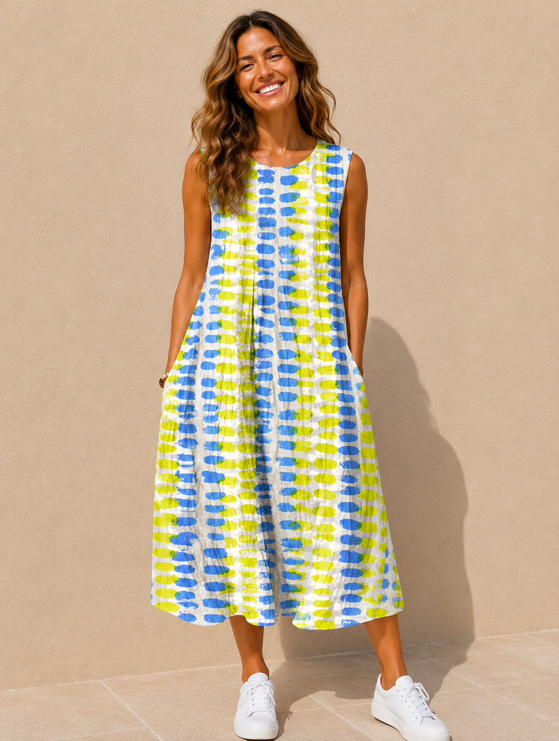 Priscilla | Women's Tiered Sleeveless Summer Midi Dress