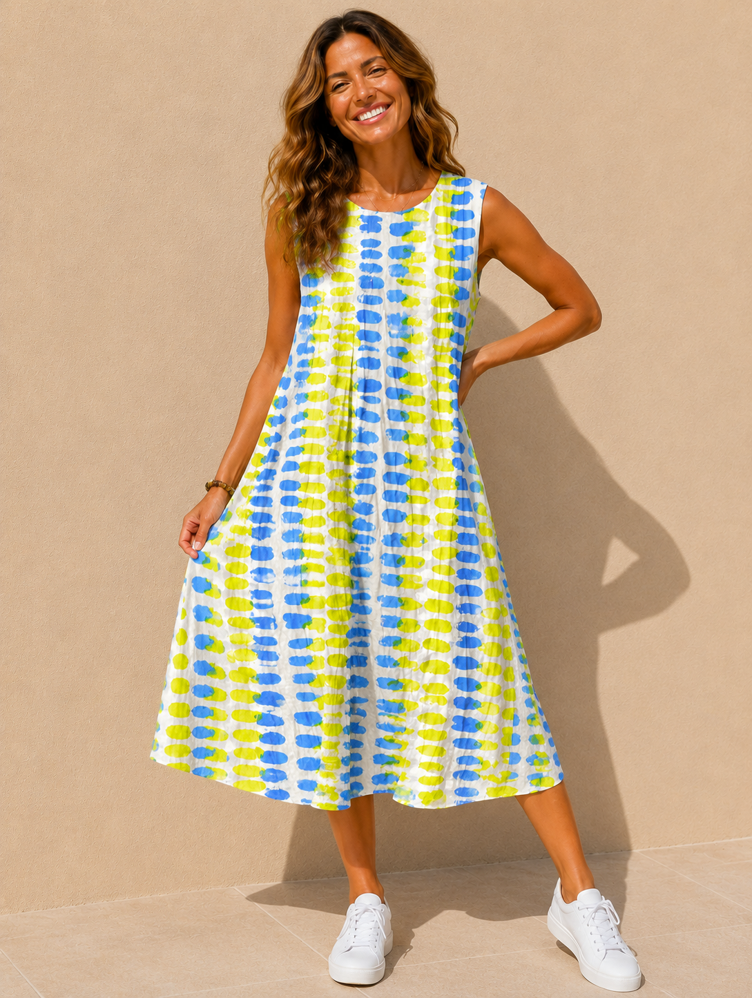 Priscilla | Women's Tiered Sleeveless Summer Midi Dress