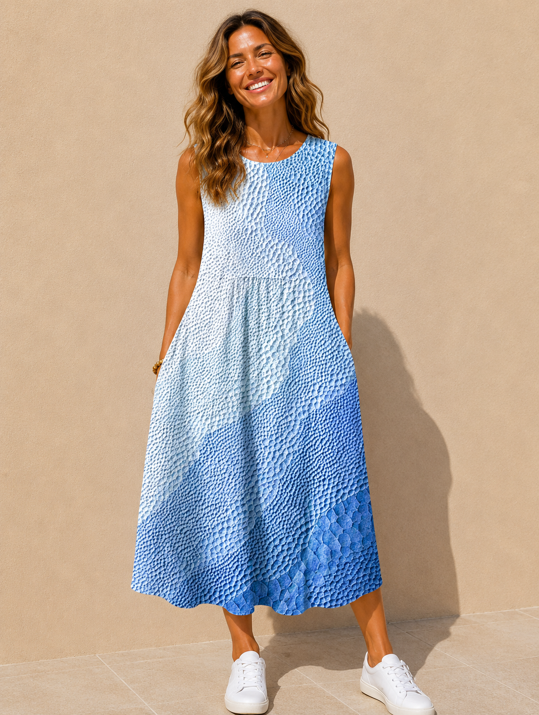 Priscilla | Women's Tiered Sleeveless Summer Midi Dress