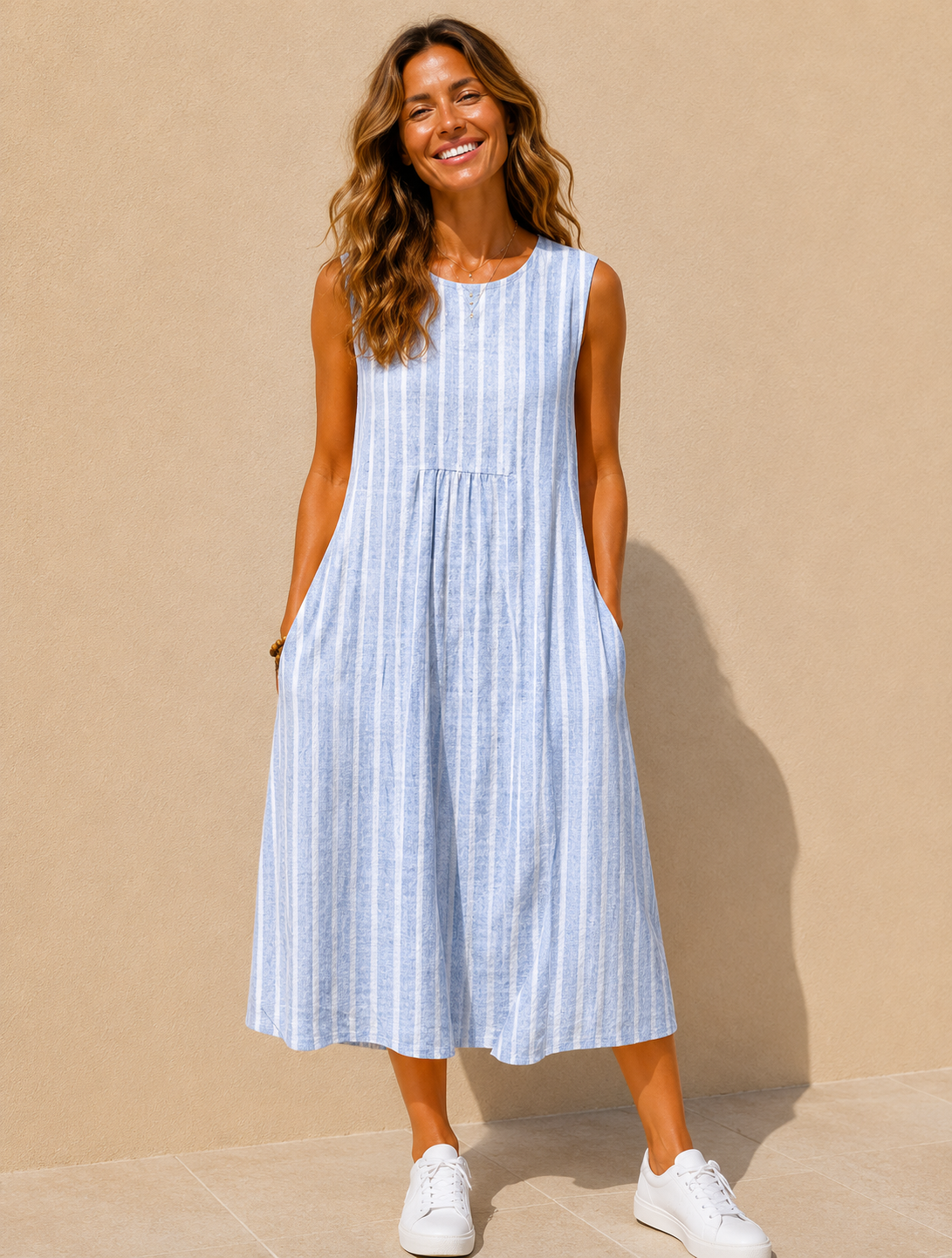 Priscilla | Women's Tiered Sleeveless Summer Midi Dress