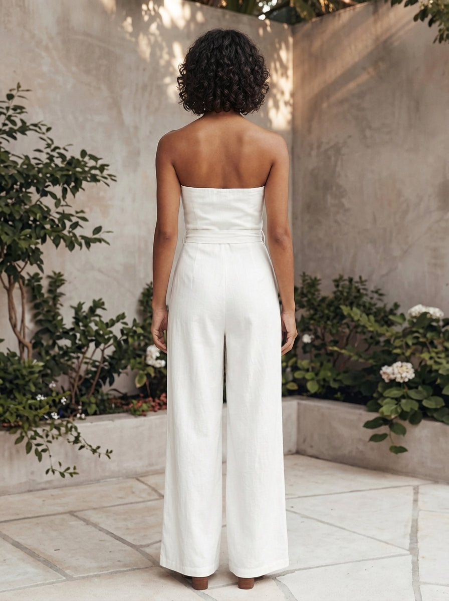 Rachel | Women’s Strapless Wide Leg Summer Jumpsuit