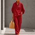 Reagan | Women's Button Front Wide Leg Two Piece Matching Set