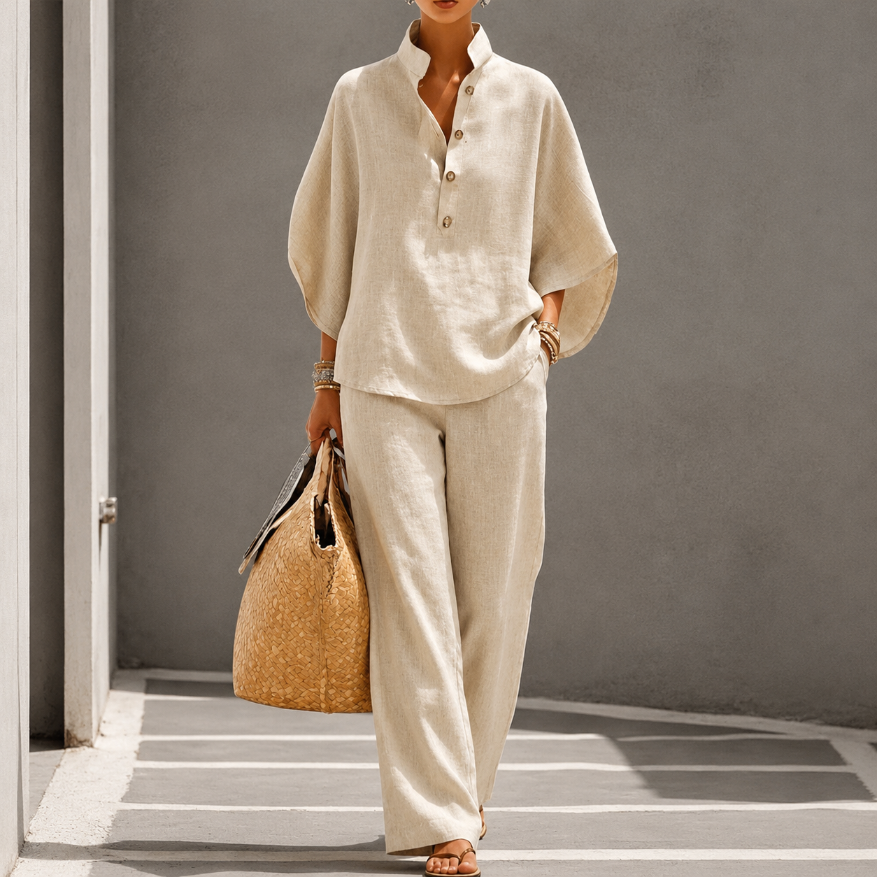Reagan | Women's Button Front Wide Leg Two Piece Matching Set