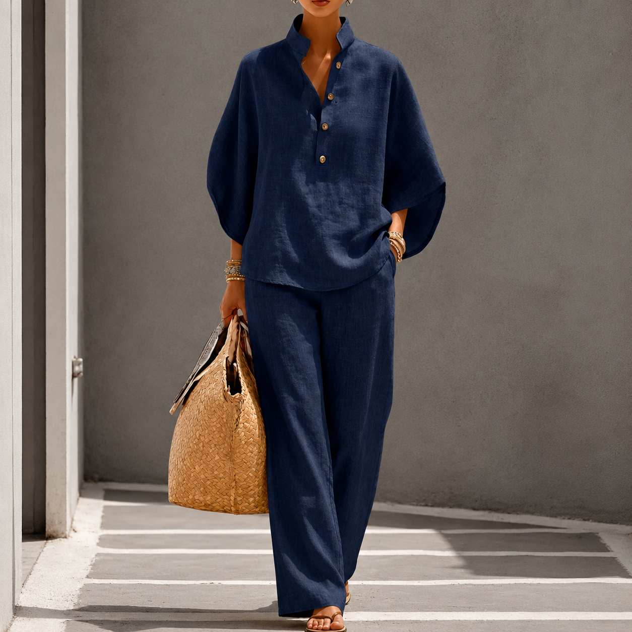 Reagan | Women's Button Front Wide Leg Two Piece Matching Set