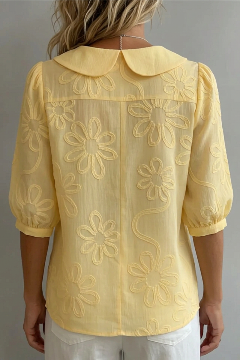 Regina | Women's Floral Pattern Button Front Collared Blouse