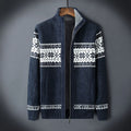 Reginald | Men’s Patterned Zip Front High Collar Long Sleeve Cardigan