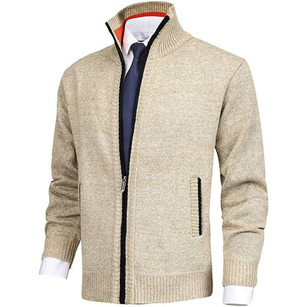 Reuben | Men’s Long Sleeve Zip Front Collared Cardigan