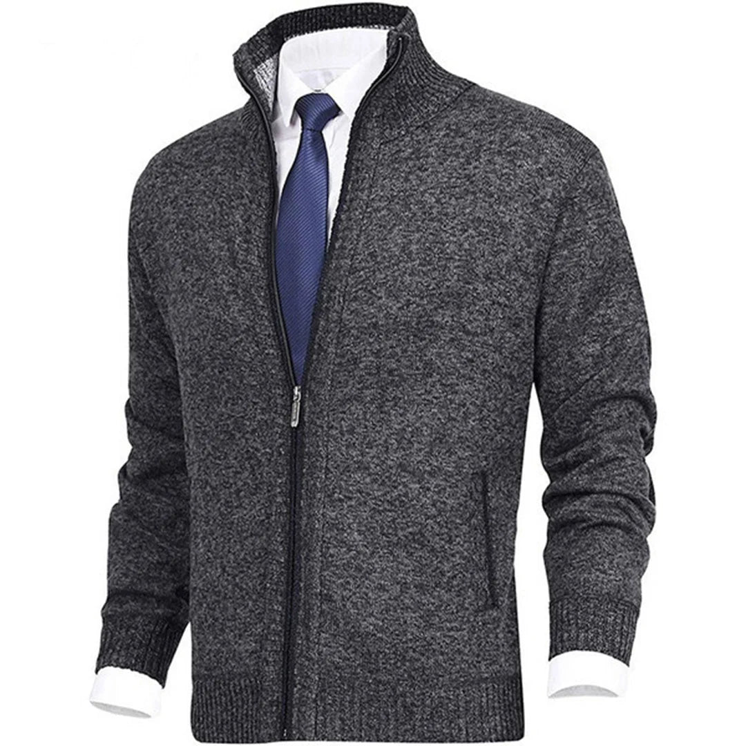 Reuben | Men’s Long Sleeve Zip Front Collared Cardigan