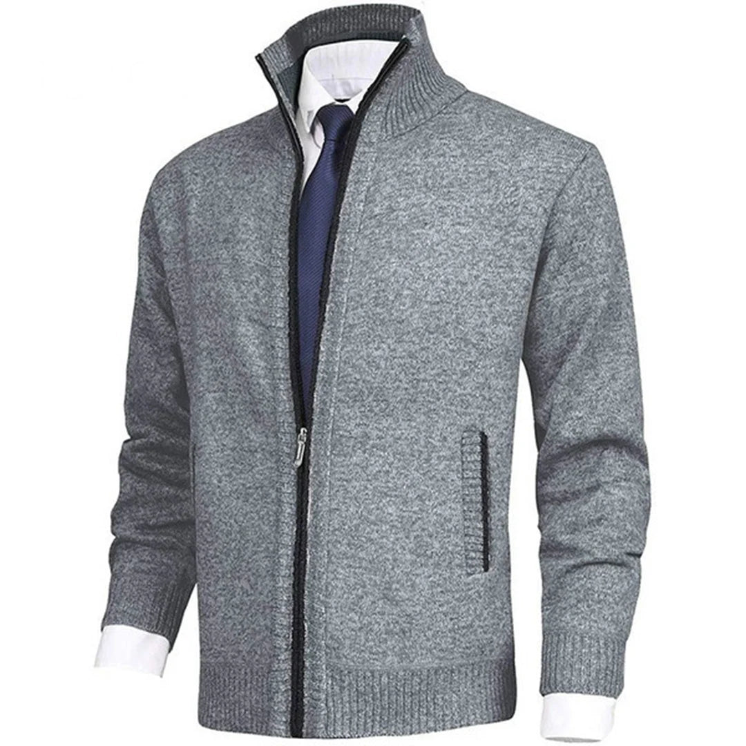 Reuben | Men’s Long Sleeve Zip Front Collared Cardigan