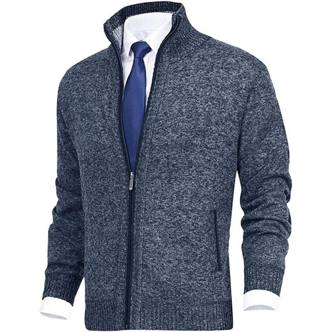 Reuben | Men’s Long Sleeve Zip Front Collared Cardigan