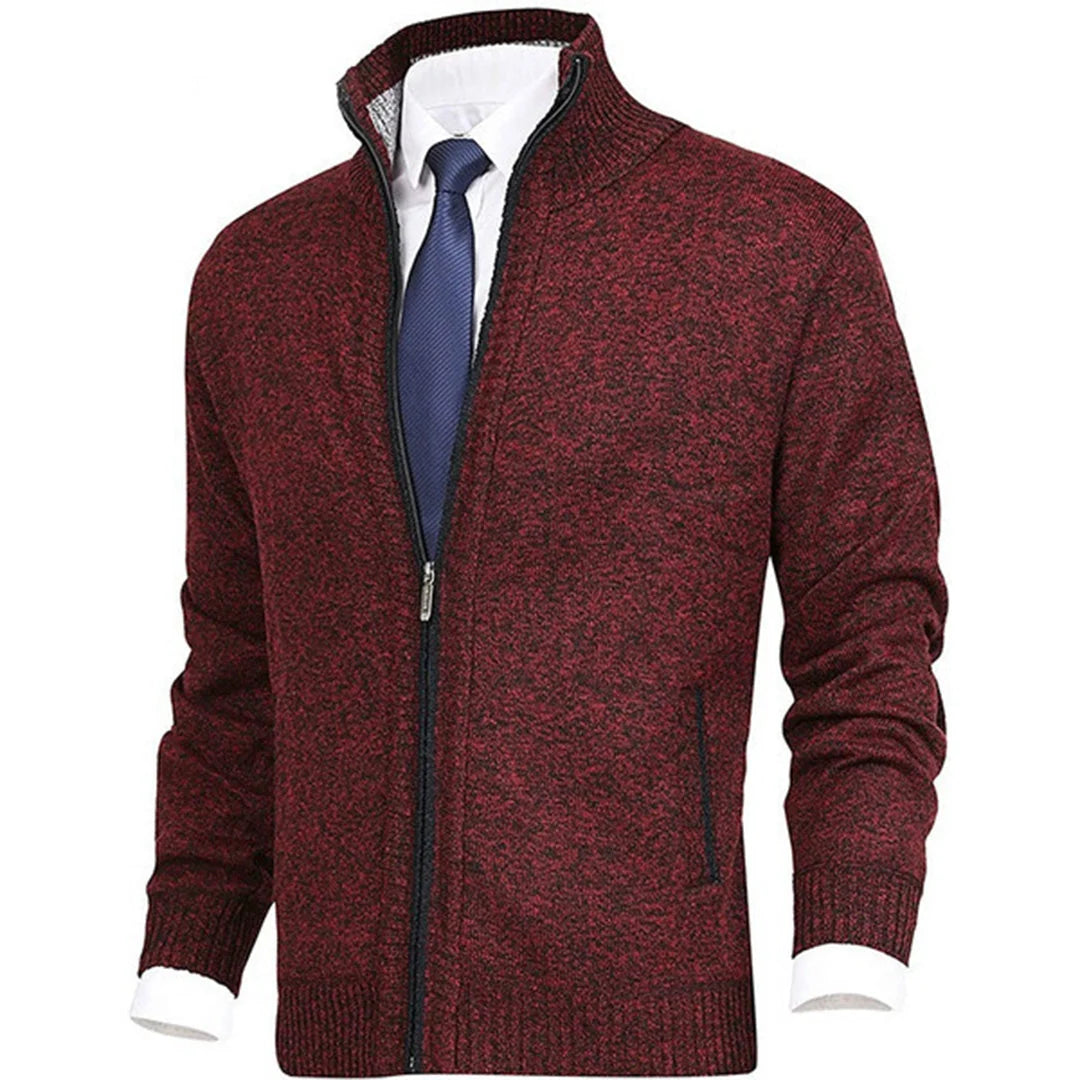 Reuben | Men’s Long Sleeve Zip Front Collared Cardigan