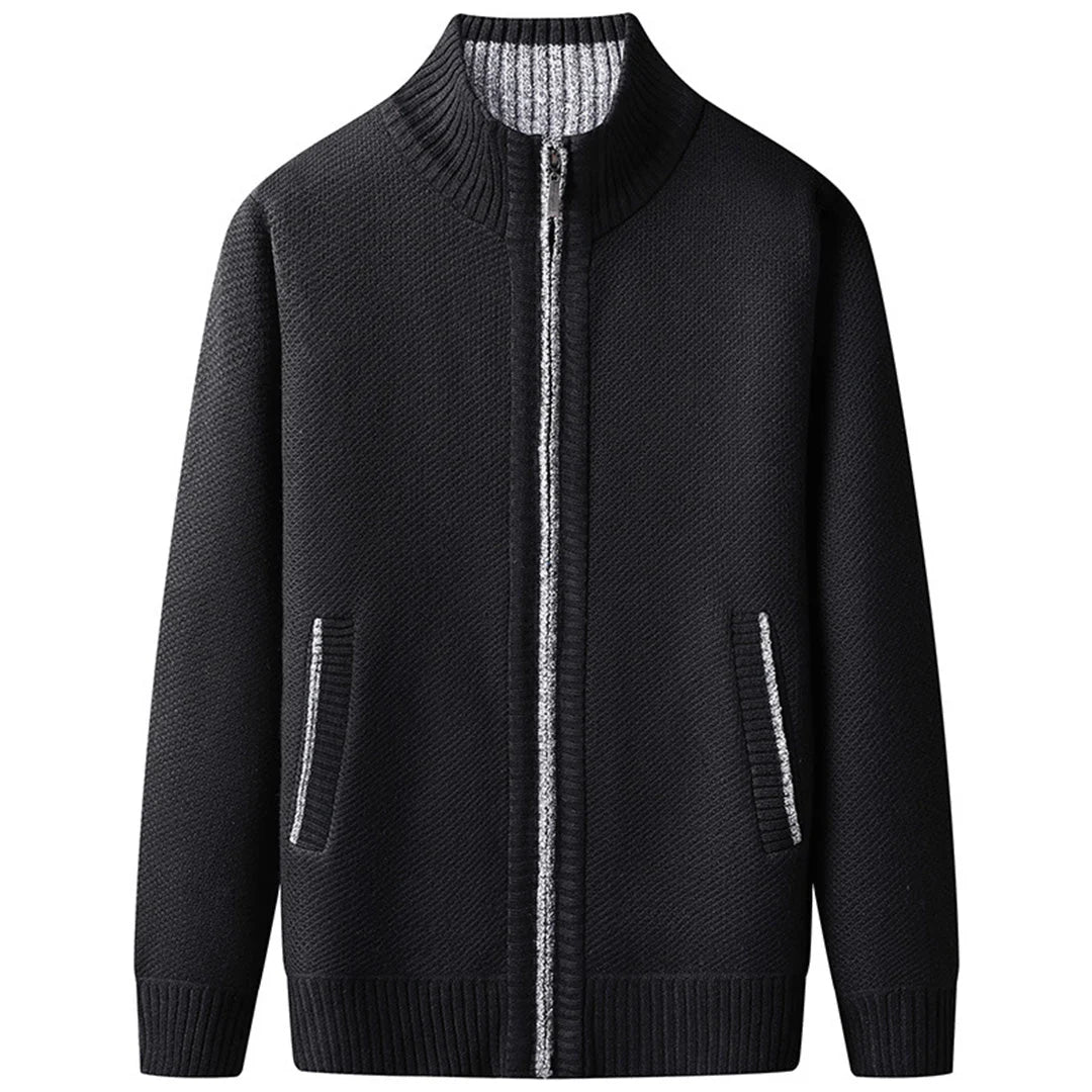 Reuben | Men’s Long Sleeve Zip Front Collared Cardigan
