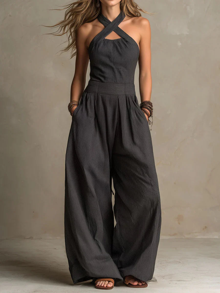 Rhonda | Women's Sleeveless Wide Leg Pockets Jumpsuit