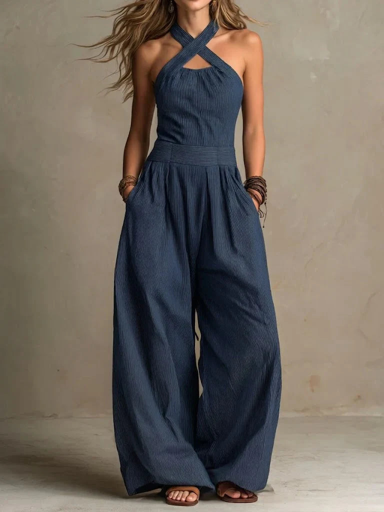 Rhonda | Women's Sleeveless Wide Leg Pockets Jumpsuit