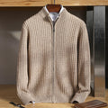 Ricardo | Men’s High Collar Zip Front Textured Knit Cardigan
