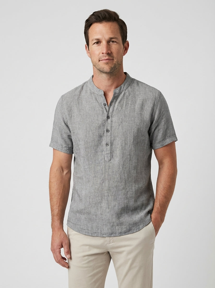 Robert | Men’s Short Sleeve Half Button Summer Shirt