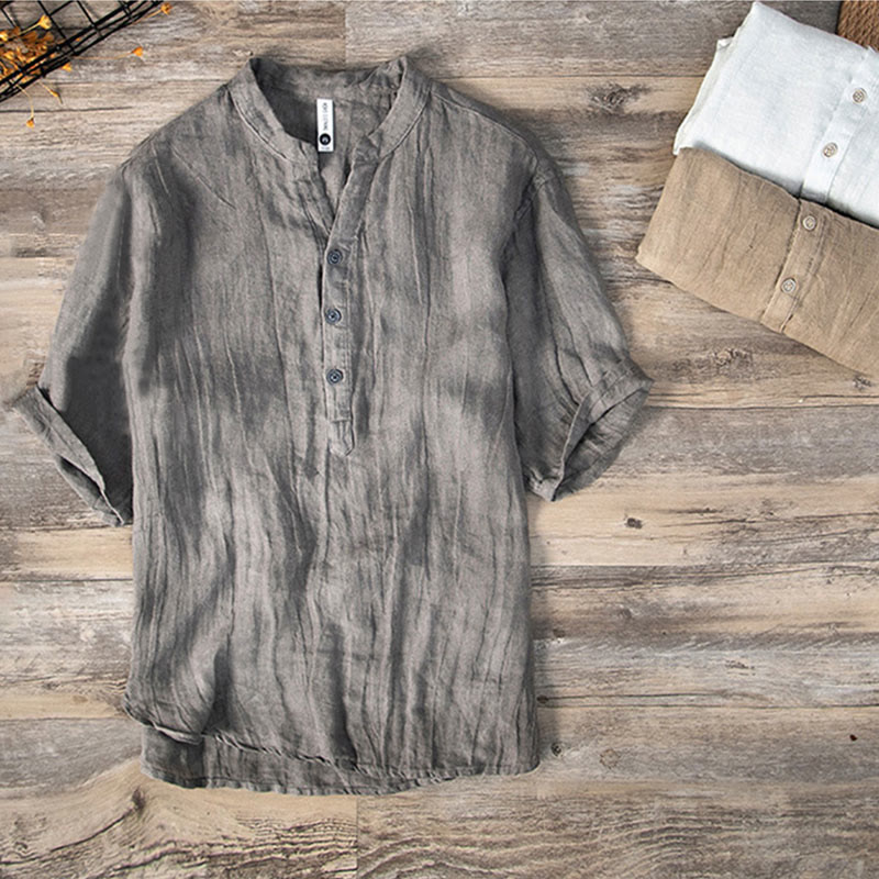 Robert | Men’s Short Sleeve Half Button Summer Shirt