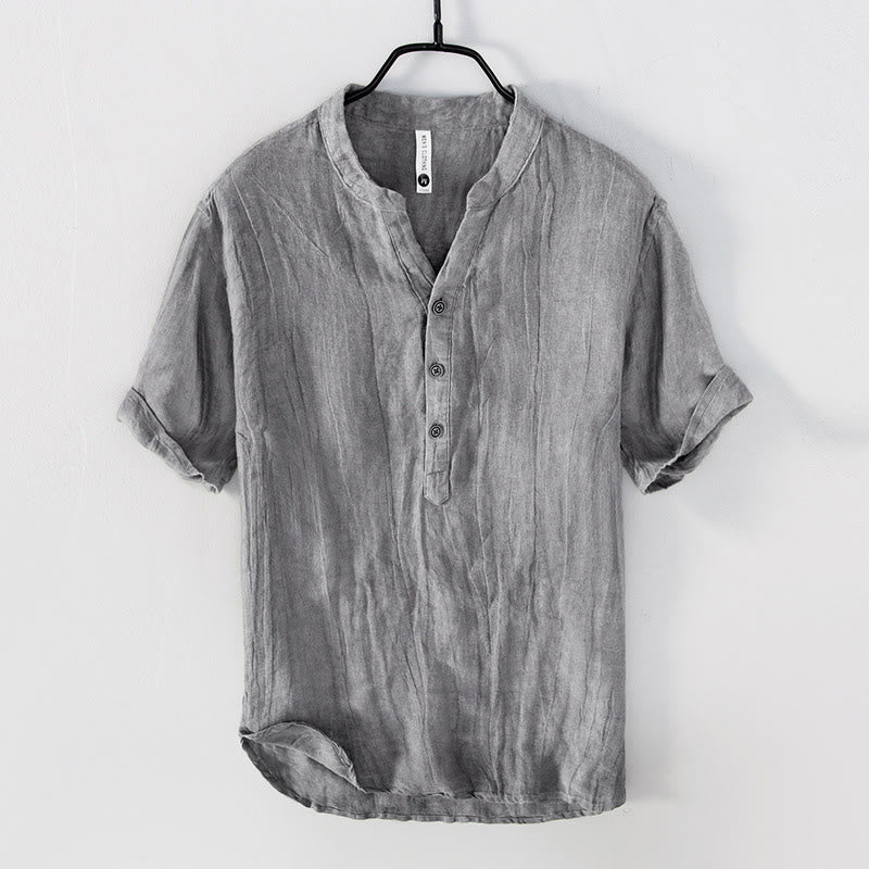 Robert | Men’s Short Sleeve Half Button Summer Shirt