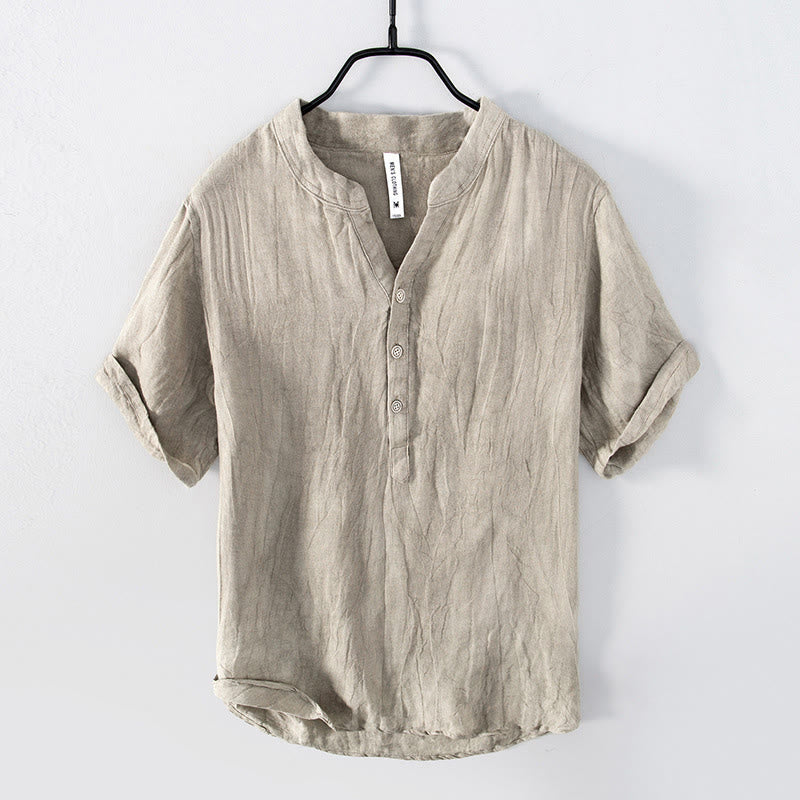Robert | Men’s Short Sleeve Half Button Summer Shirt