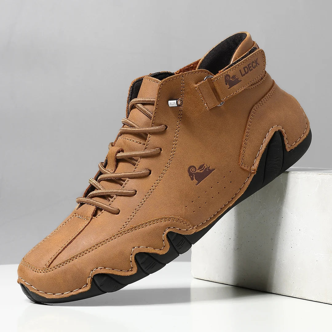 Roberto | Men’s Buckle Strap Lace Up Round Toe Walking Shoes