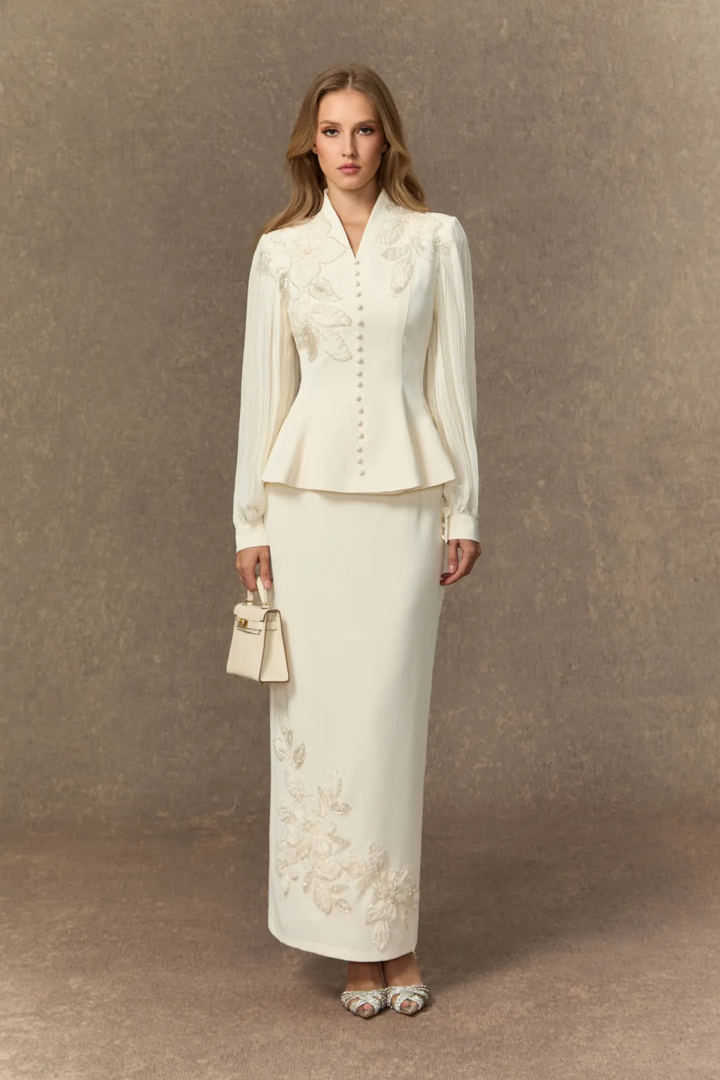 Rosa | Women’s High Neck Pleated Long Sleeve Two Piece Set