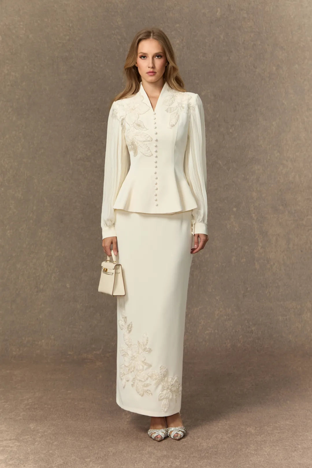Rosa | Women’s High Neck Pleated Long Sleeve Two Piece Set