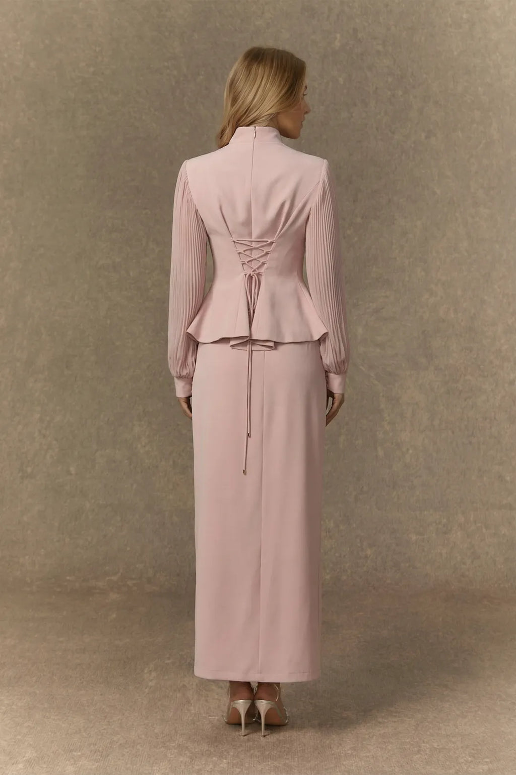 Rosa | Women’s High Neck Pleated Long Sleeve Two Piece Set
