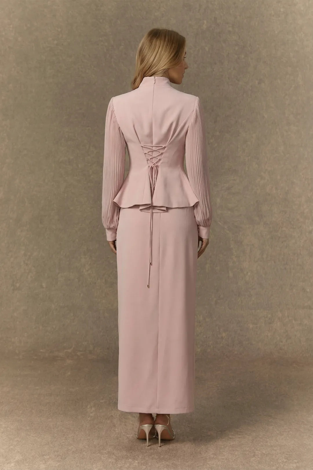 Rosa | Women’s High Neck Pleated Long Sleeve Two Piece Set
