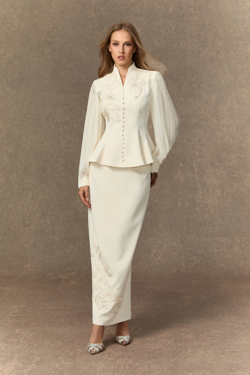 Rosa | Women’s High Neck Pleated Long Sleeve Two Piece Set