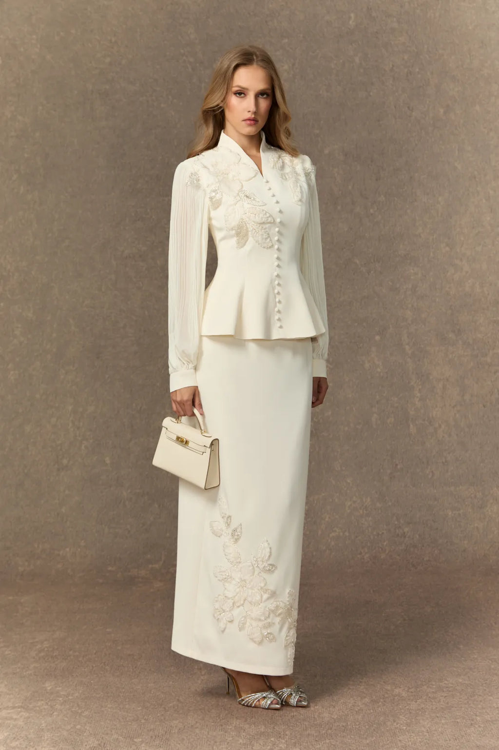Rosa | Women’s High Neck Pleated Long Sleeve Two Piece Set