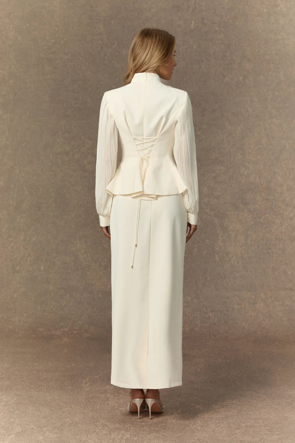 Rosa | Women’s High Neck Pleated Long Sleeve Two Piece Set