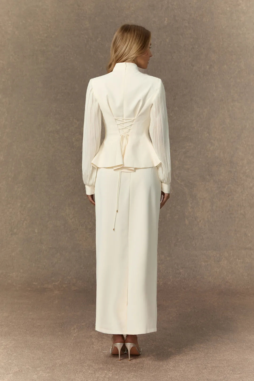 Rosa | Women’s High Neck Pleated Long Sleeve Two Piece Set