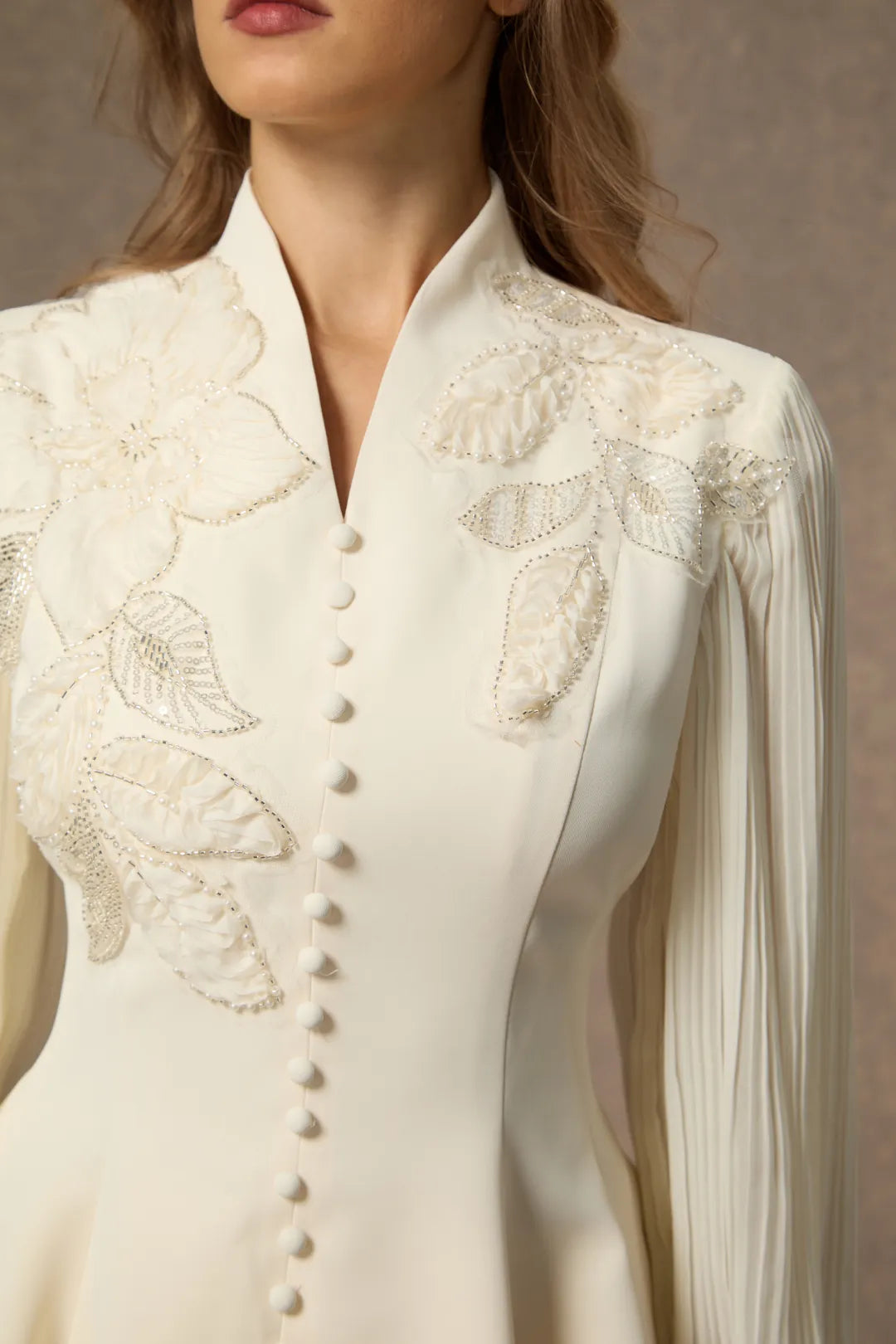 Rosa | Women’s High Neck Pleated Long Sleeve Two Piece Set