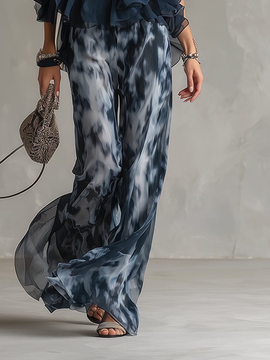 Rosalind | Women's Flowy Ruffled Wide Leg Two Piece Set
