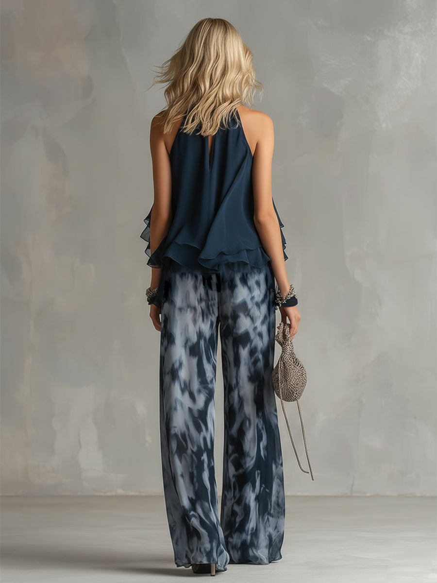 Rosalind | Women's Flowy Ruffled Wide Leg Two Piece Set