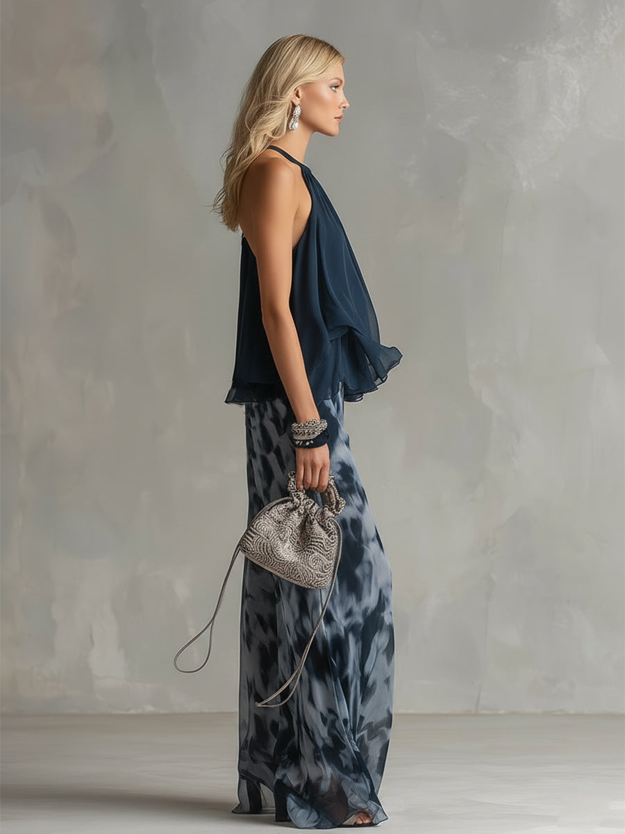 Rosalind | Women's Flowy Ruffled Wide Leg Two Piece Set