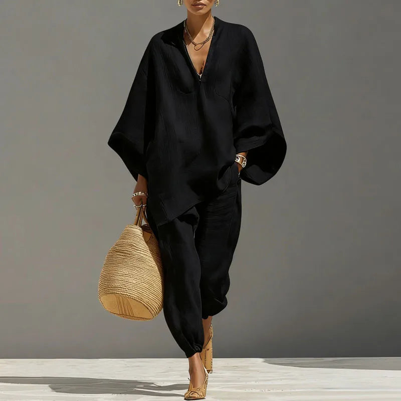 Rosanne | Women's Batwing Sleeve Tapered Leg Two Piece Set