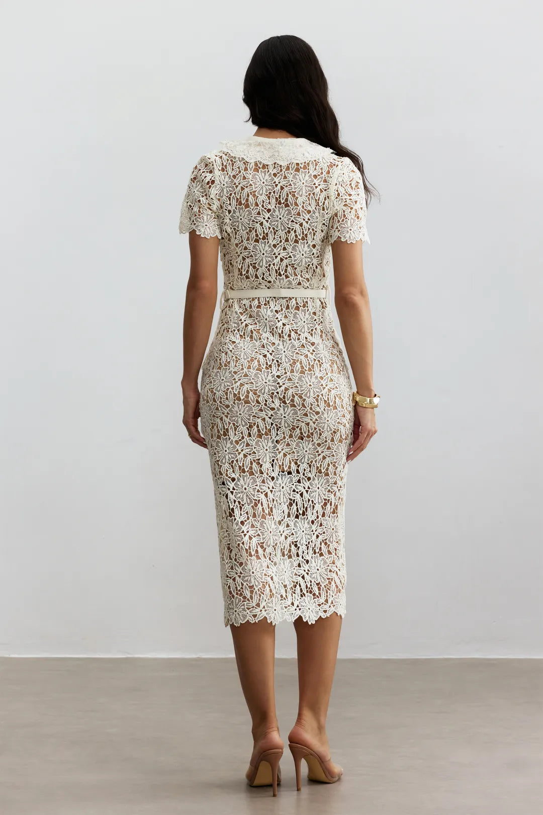 Rose | Women’s V Neck Short Sleeve Button Front Midi Dress