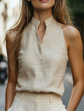 Ruthanne | Women's Sleeveless Stand Collar Summer Blouse