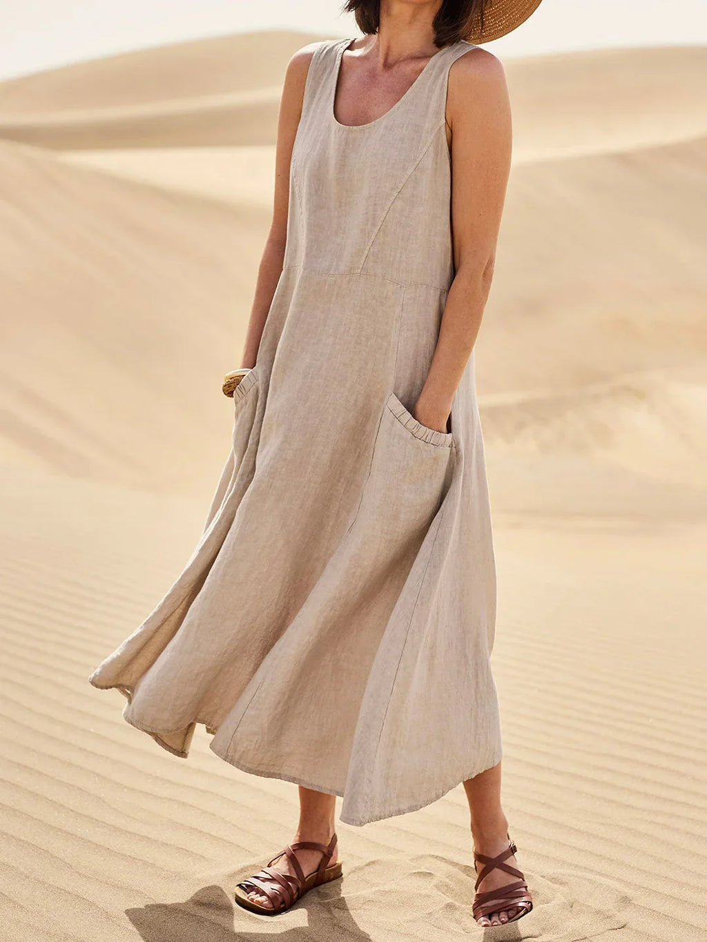 Sally | Women’s Round Neck Sleeveless Flowy Maxi Dress