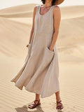 Sally | Women’s Round Neck Sleeveless Flowy Maxi Dress