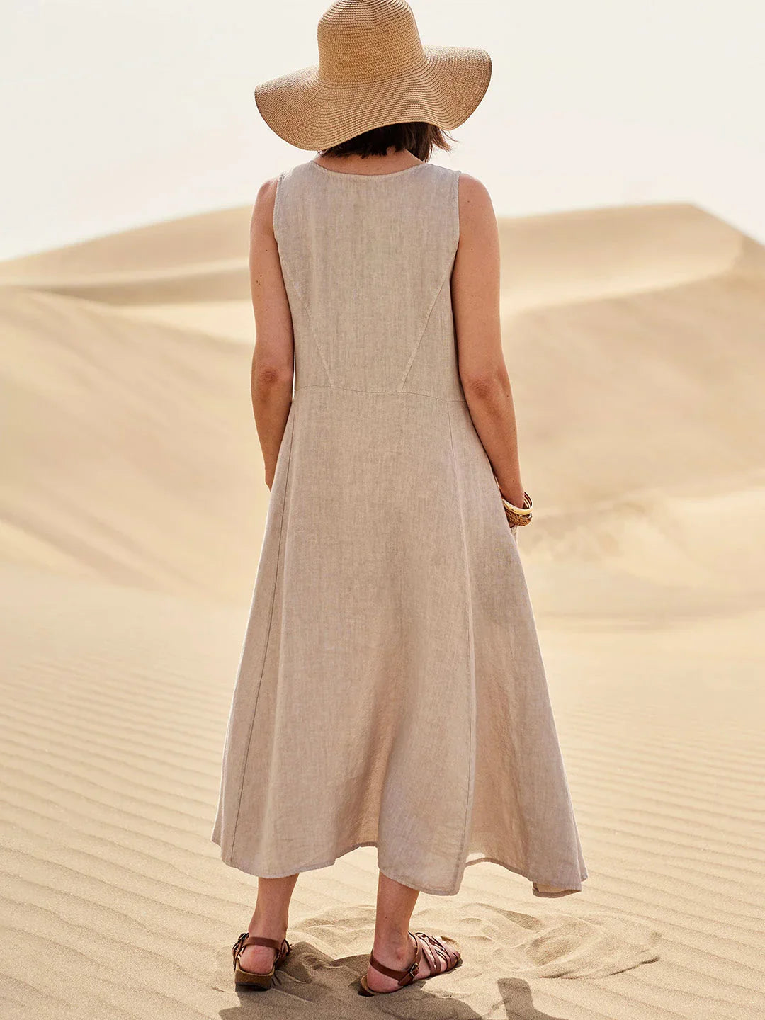 Sally | Women’s Round Neck Sleeveless Flowy Maxi Dress