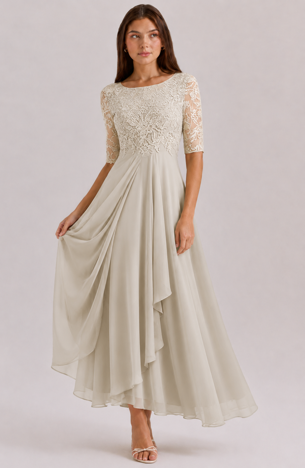 Samantha | Women’s Short Sleeve Wedding Guest Midi Dress