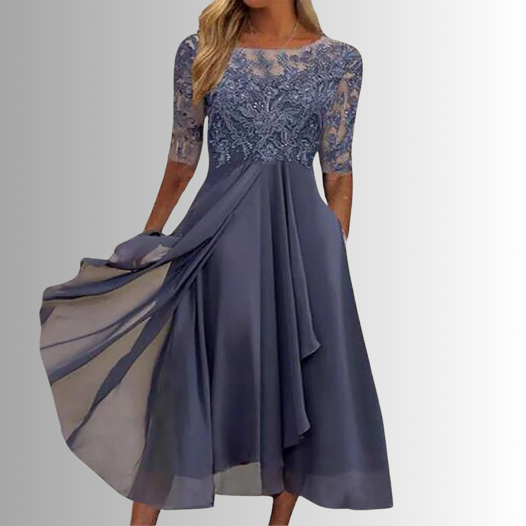 Samantha | Women’s Short Sleeve Wedding Guest Midi Dress