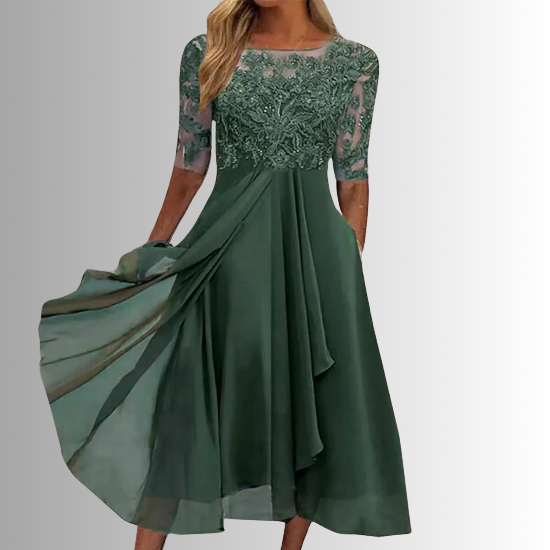 Samantha | Women’s Short Sleeve Wedding Guest Midi Dress