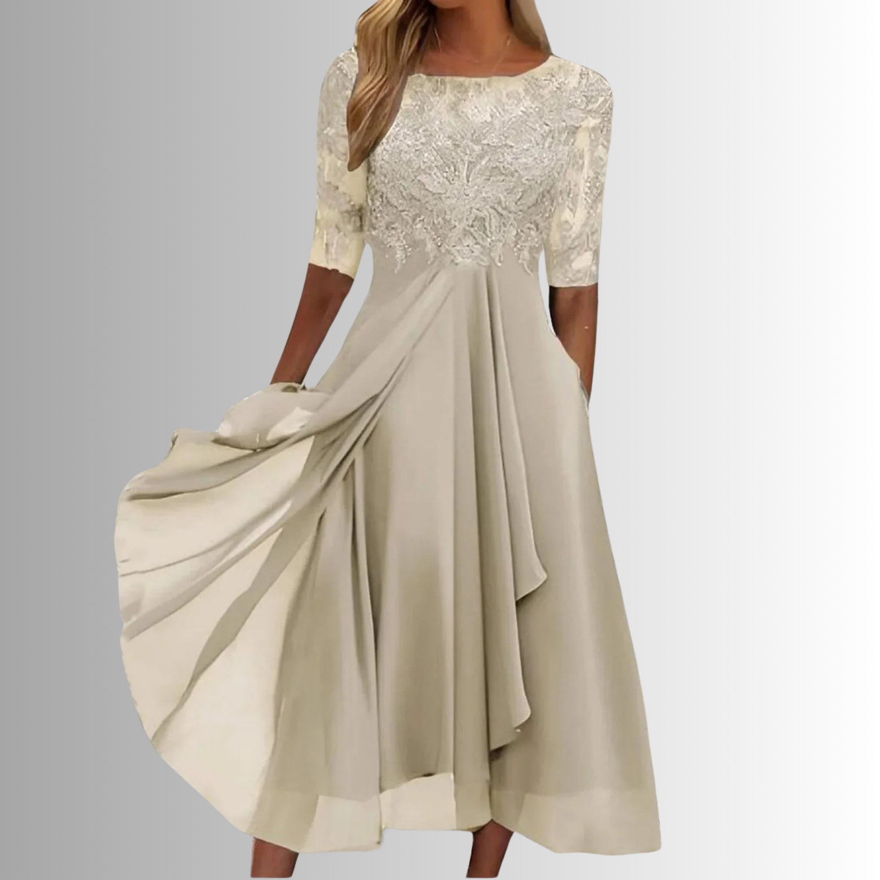 Samantha | Women’s Short Sleeve Wedding Guest Midi Dress