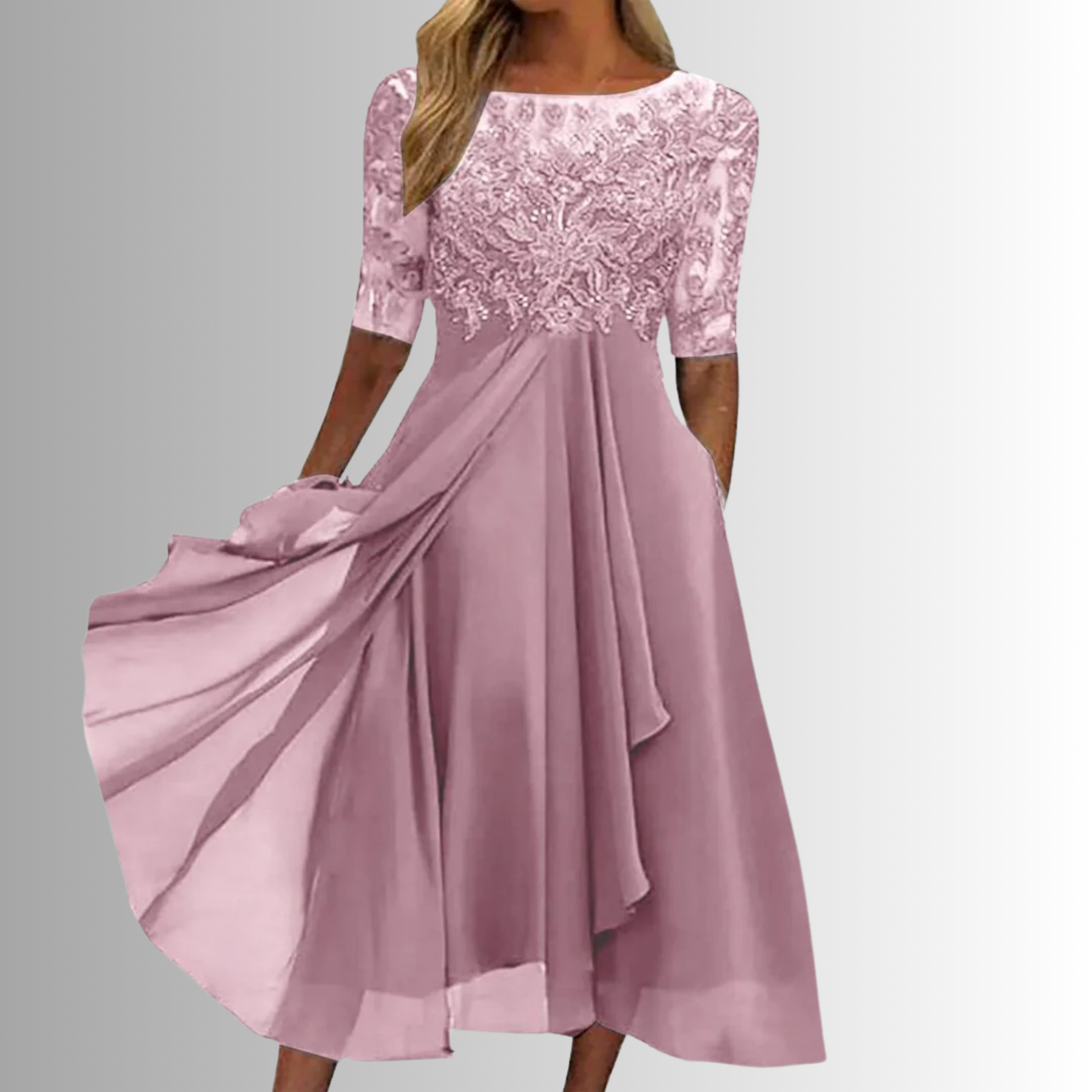 Samantha | Women’s Short Sleeve Wedding Guest Midi Dress